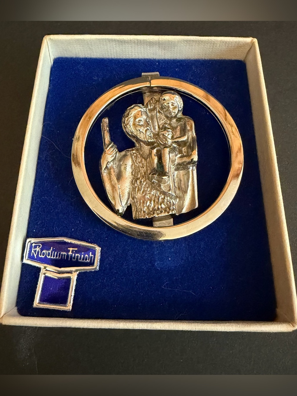 Vintage Silver Rhodium Saint Christopher Money Clip / Visor Religious Silver